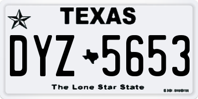 TX license plate DYZ5653