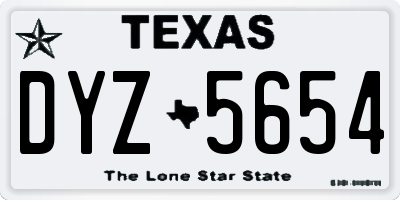 TX license plate DYZ5654