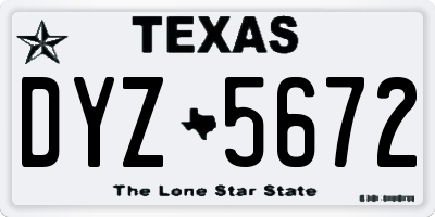 TX license plate DYZ5672