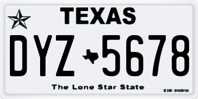 TX license plate DYZ5678