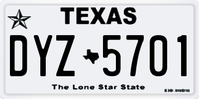 TX license plate DYZ5701