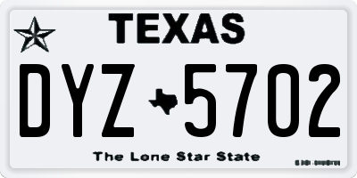 TX license plate DYZ5702