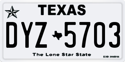 TX license plate DYZ5703