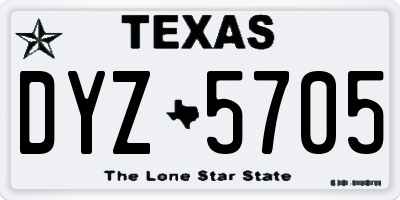 TX license plate DYZ5705