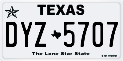 TX license plate DYZ5707