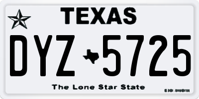 TX license plate DYZ5725