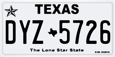 TX license plate DYZ5726