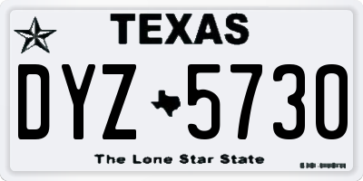 TX license plate DYZ5730