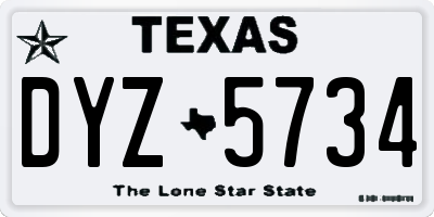 TX license plate DYZ5734