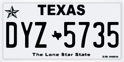 TX license plate DYZ5735
