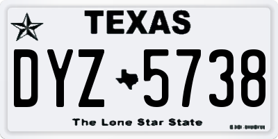 TX license plate DYZ5738