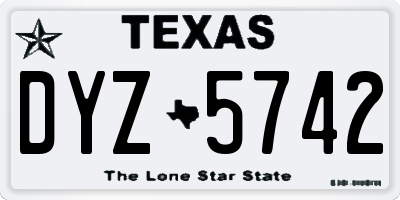 TX license plate DYZ5742