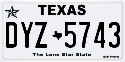 TX license plate DYZ5743