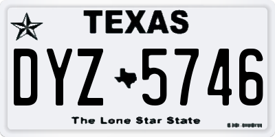 TX license plate DYZ5746