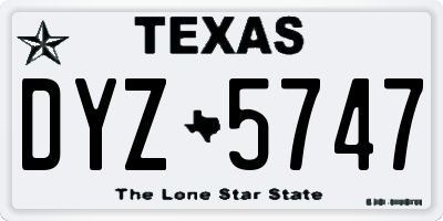 TX license plate DYZ5747