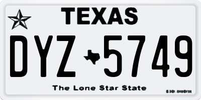 TX license plate DYZ5749