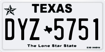 TX license plate DYZ5751