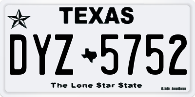 TX license plate DYZ5752