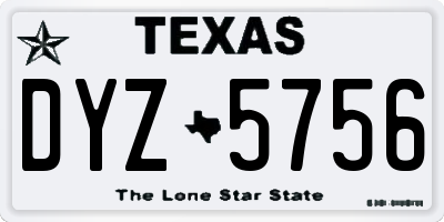 TX license plate DYZ5756