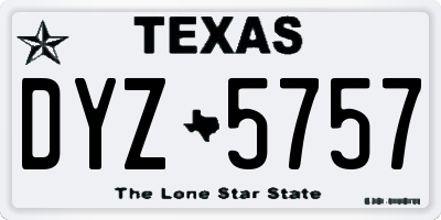 TX license plate DYZ5757