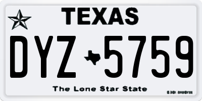 TX license plate DYZ5759
