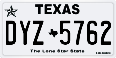 TX license plate DYZ5762