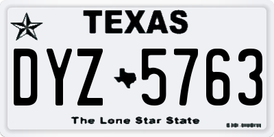 TX license plate DYZ5763