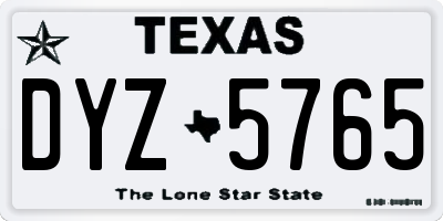 TX license plate DYZ5765