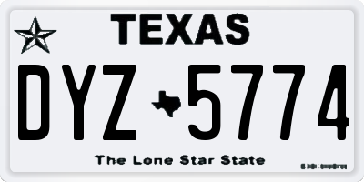 TX license plate DYZ5774