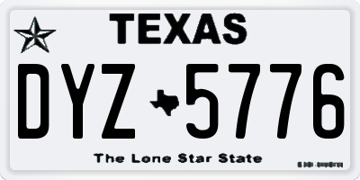 TX license plate DYZ5776