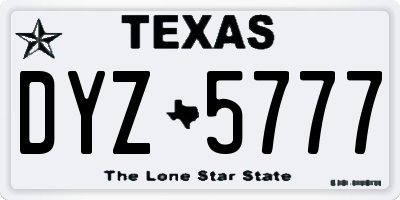 TX license plate DYZ5777