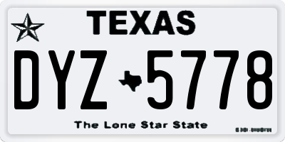 TX license plate DYZ5778