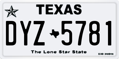 TX license plate DYZ5781