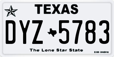 TX license plate DYZ5783