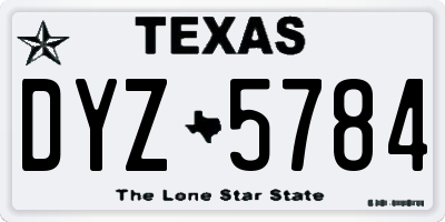 TX license plate DYZ5784