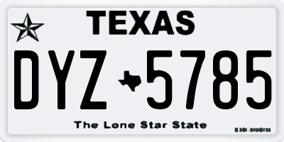 TX license plate DYZ5785