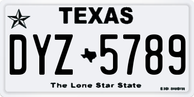 TX license plate DYZ5789