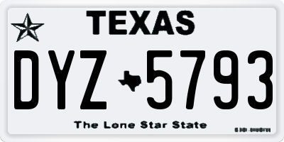 TX license plate DYZ5793