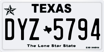 TX license plate DYZ5794