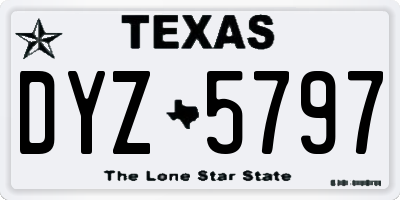 TX license plate DYZ5797