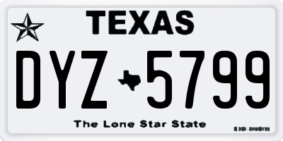 TX license plate DYZ5799