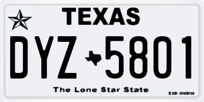 TX license plate DYZ5801