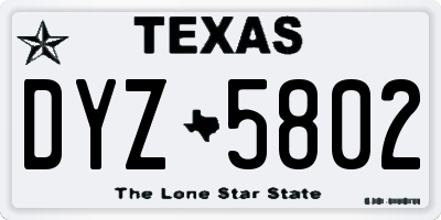 TX license plate DYZ5802