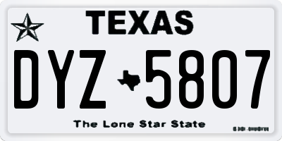 TX license plate DYZ5807