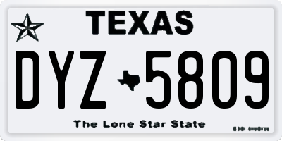 TX license plate DYZ5809