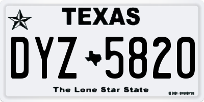 TX license plate DYZ5820