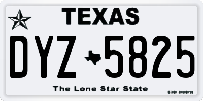 TX license plate DYZ5825