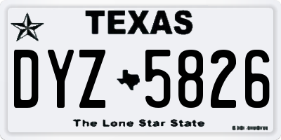 TX license plate DYZ5826