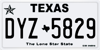 TX license plate DYZ5829