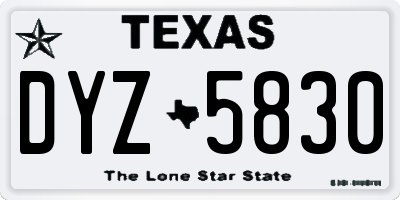 TX license plate DYZ5830